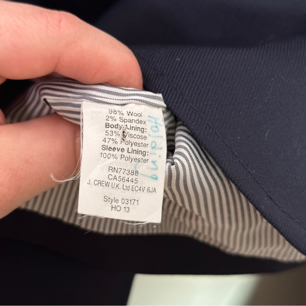 J. CREW Schoolboy Blazer Stretch Wool Navy Blue {L17} - Picture 5 of 5
